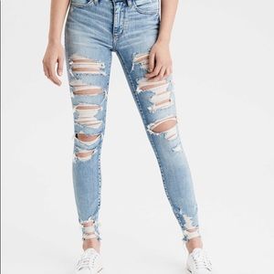American Eagle high rise ripped jeans